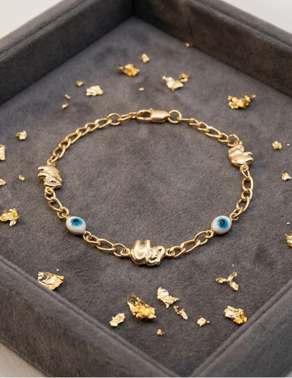 Pulsera de oro laminado zirconia 18 K con acabado brillante 2