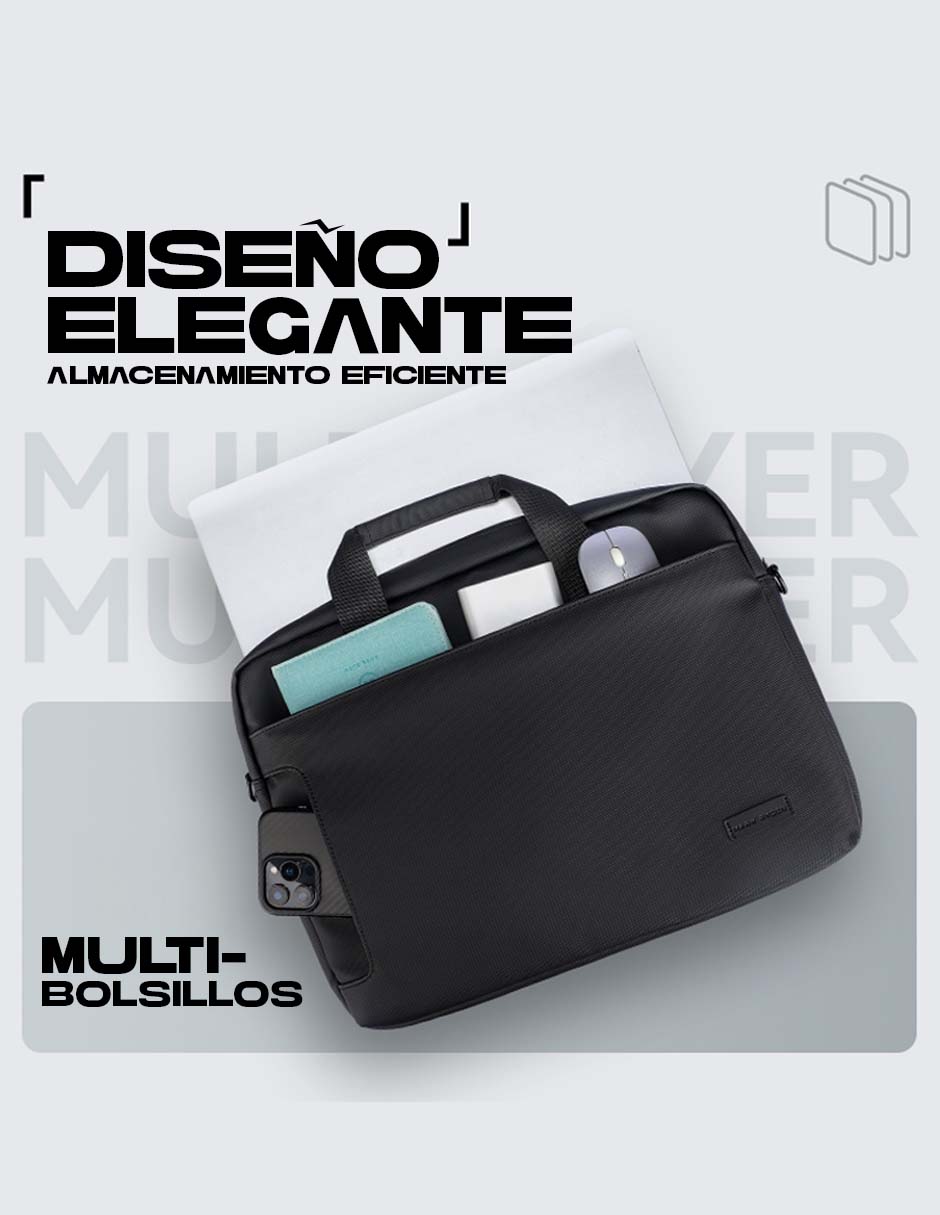 Maletín de poliuretano con compartimiento para laptop 14 pulgadas y celular 5