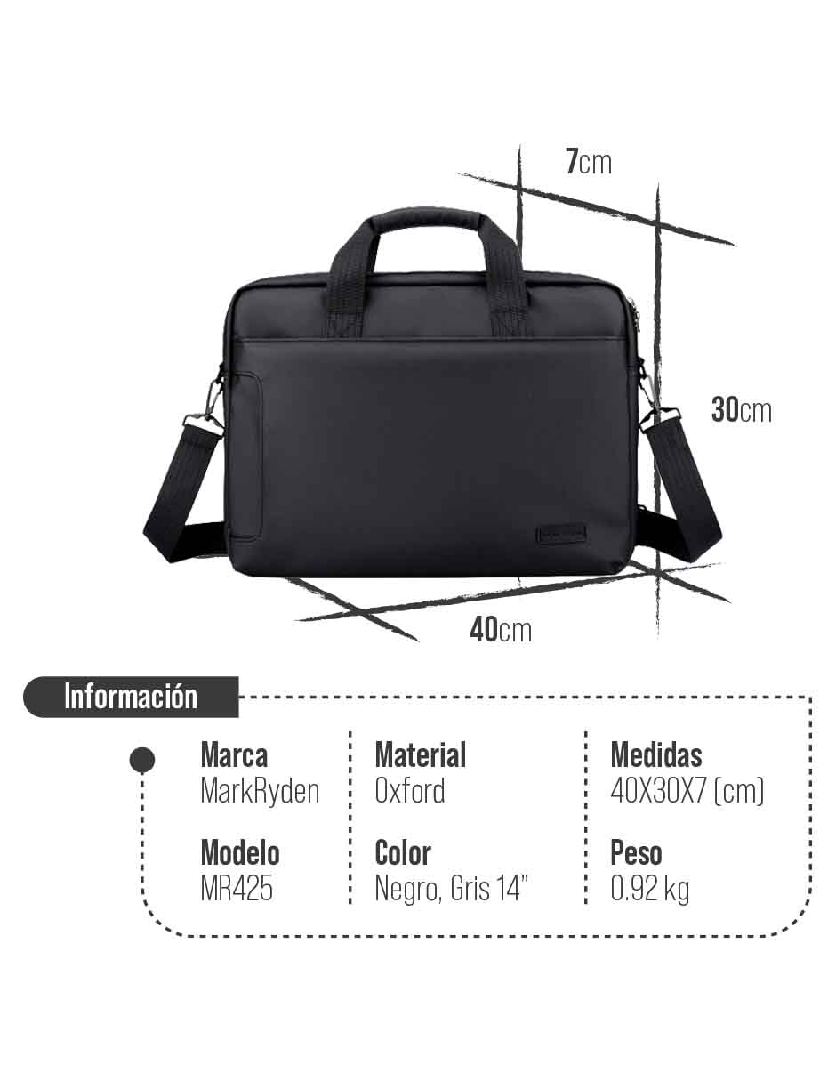 Maletín de poliuretano con compartimiento para laptop 14 pulgadas y celular 2