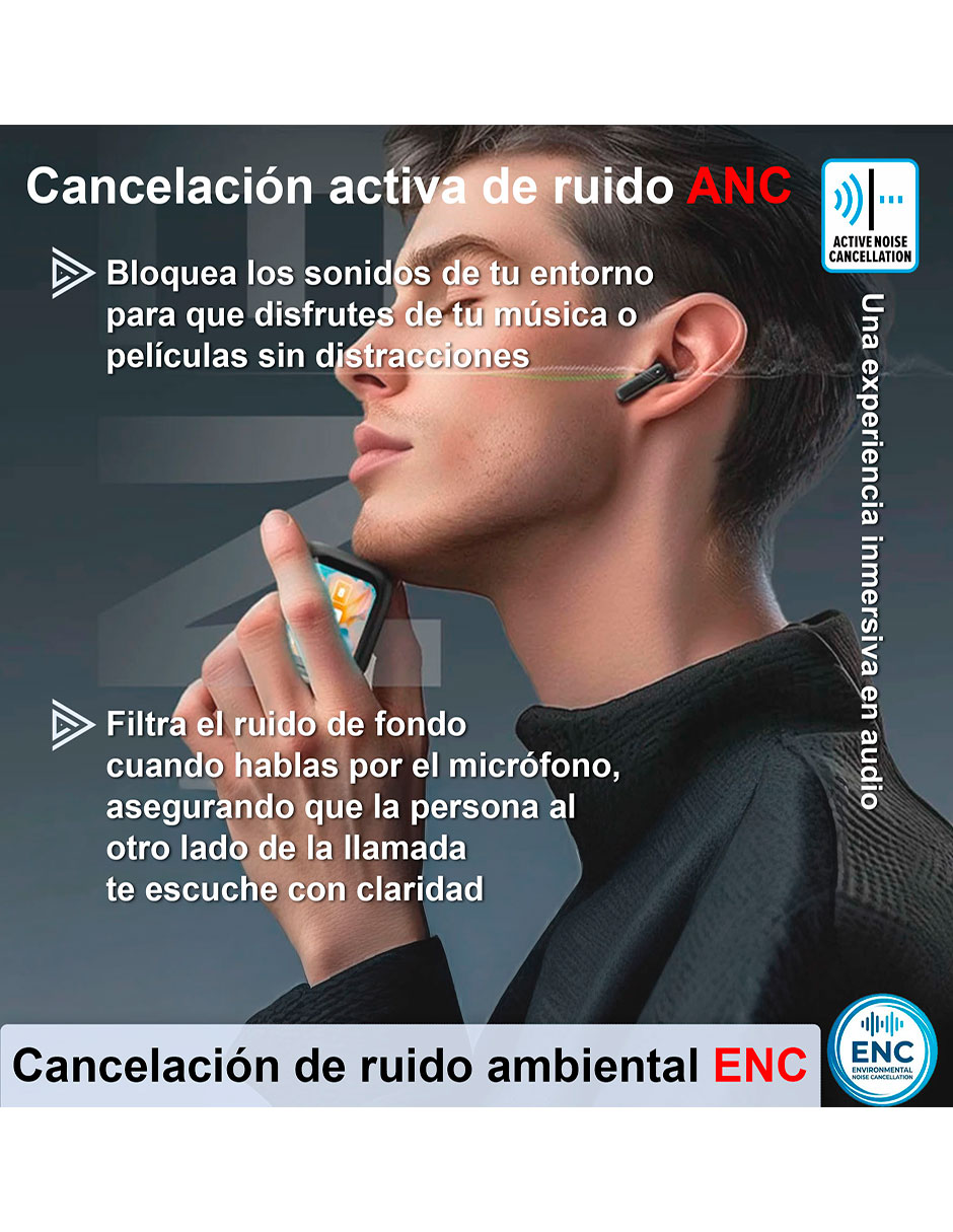 Audífonos True Wireless VAK vd-q2 inalámbrica con cancelación de ruido