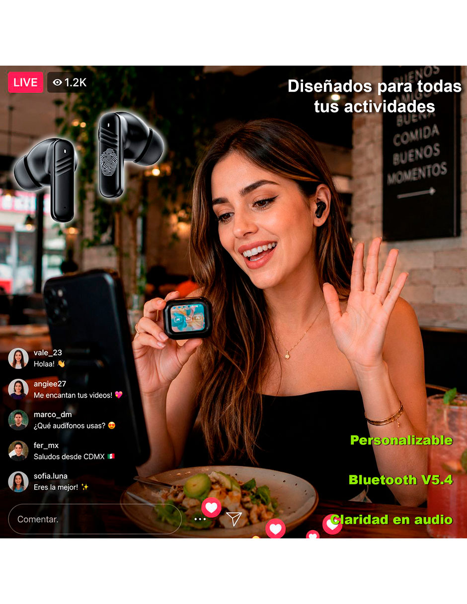 Audífonos True Wireless VAK vd-q2 inalámbrica con cancelación de ruido